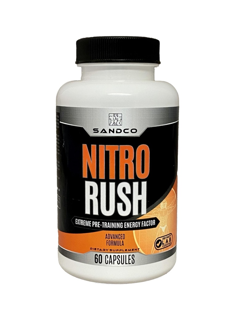 Sandco Nitro Rush Nootropic Brain Supplement – 60 Count Focus kapsule za koncentracijo, za moške in ženske – Hi Energy Brain Booster s Taurin, Vitamini B, Rhodiola – Brain & Memory Support