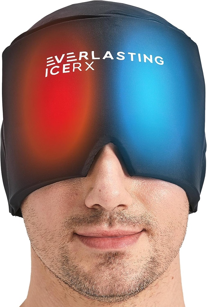 Form fiting Gel Ledeni glavobol Relief Hat - Hladna terapija Glavobol Relief Cap / Ledeni pokrov Maska, Hladni kompresijski glavobol Relief Cap for Tension & Stres, 20% več Gel, Migrene Relief Black