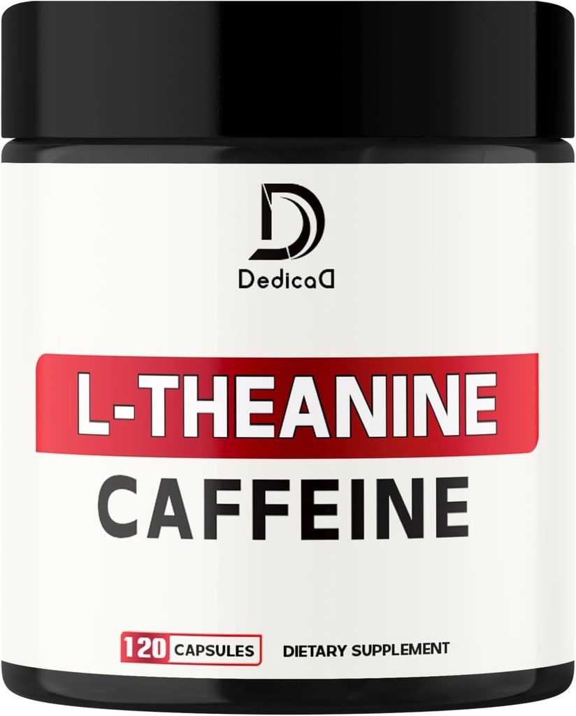 L-Theanine 200 mg Kapsule in čiste tablete kofeina 200 mg - Pametna gladka proizvodnja energije, opozorilo, kognitivna in fokus Clarity dodatek - 120 Kapsule za 4 mesece - brez GMO & Gluten