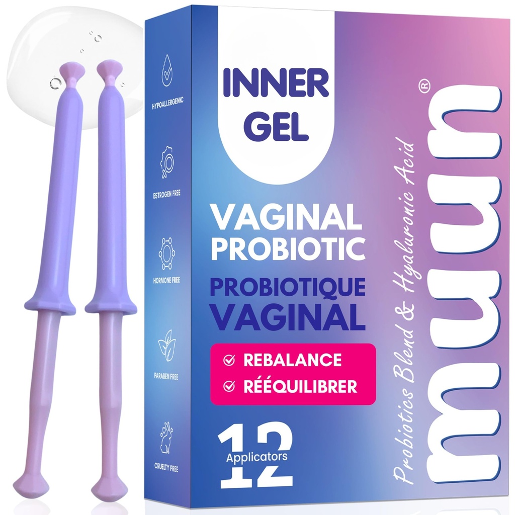 Muun ženski vaginalni probiotiki I Yeast Infection & BV zdravljenje Pack 12 I Vaginalni vlažilec za suhost in spodbujanje pH ravnovesje I Feminin Odor Izločanje in vaginalno zdravje I Hormon & Estrogen Prost