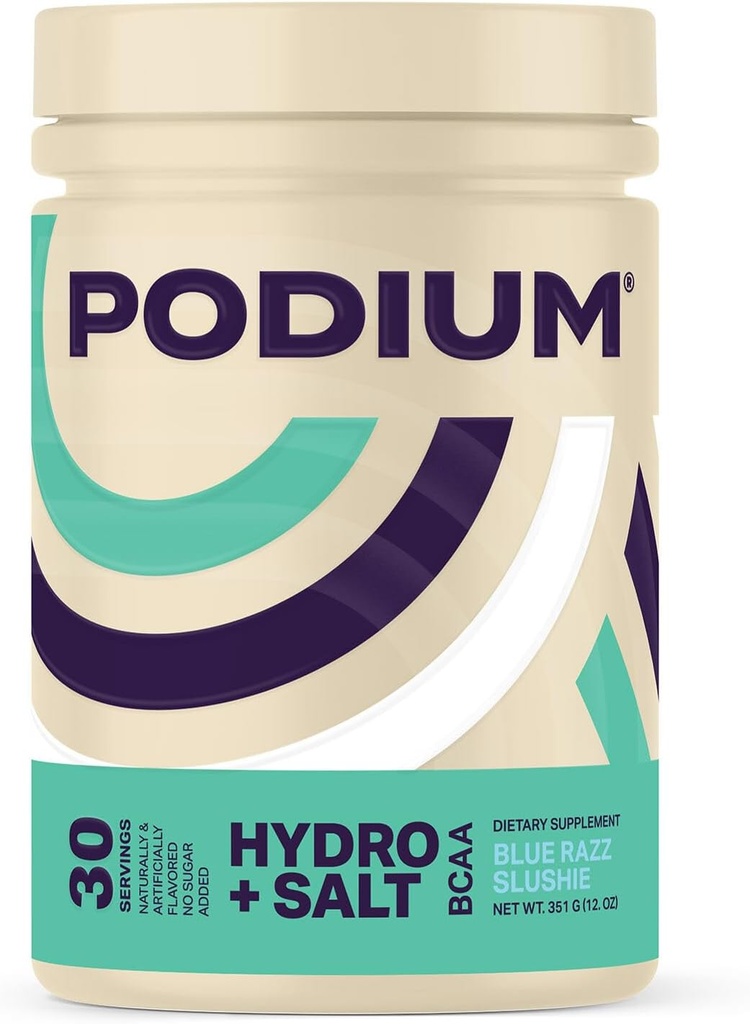 Podium Nutrition, Instantized BCAA Powder, Hydro and Salt, Blue Razz Slushie, 30 Serving, Elektroliti, Hidracija, Recovery