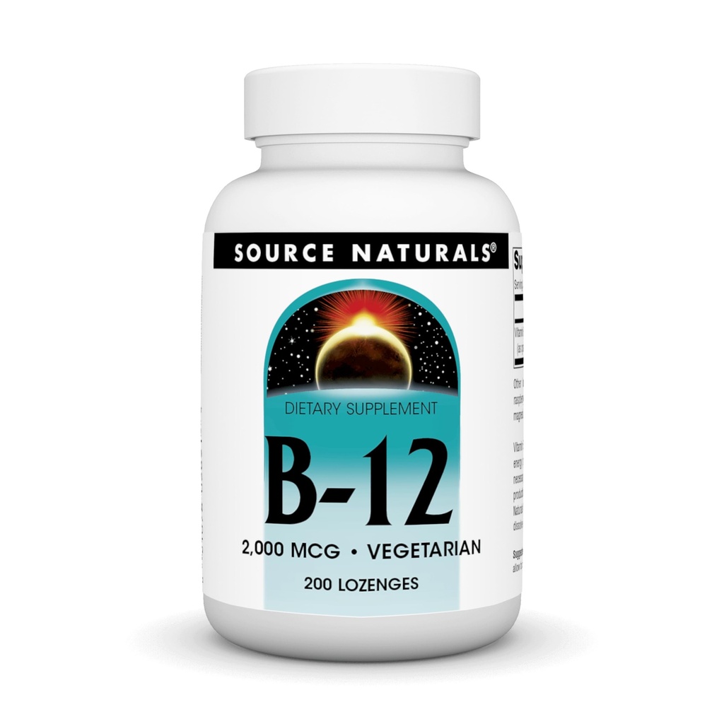 Vir Naturals Vitamin B-12, Podpira proizvodnjo energije, 2000 mcg - 200 Vegetarian Lozenges