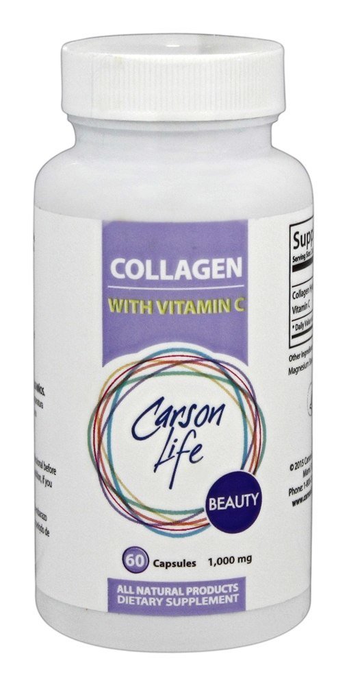 Carson Life Collagen Kapsule z vitaminom C - 60 Kapsule - prehranska dopolnila za zdravljenje staranja, imunske podpore, zdravih las, kože in nohtov - izdelani v ZDA (60 kapsul)