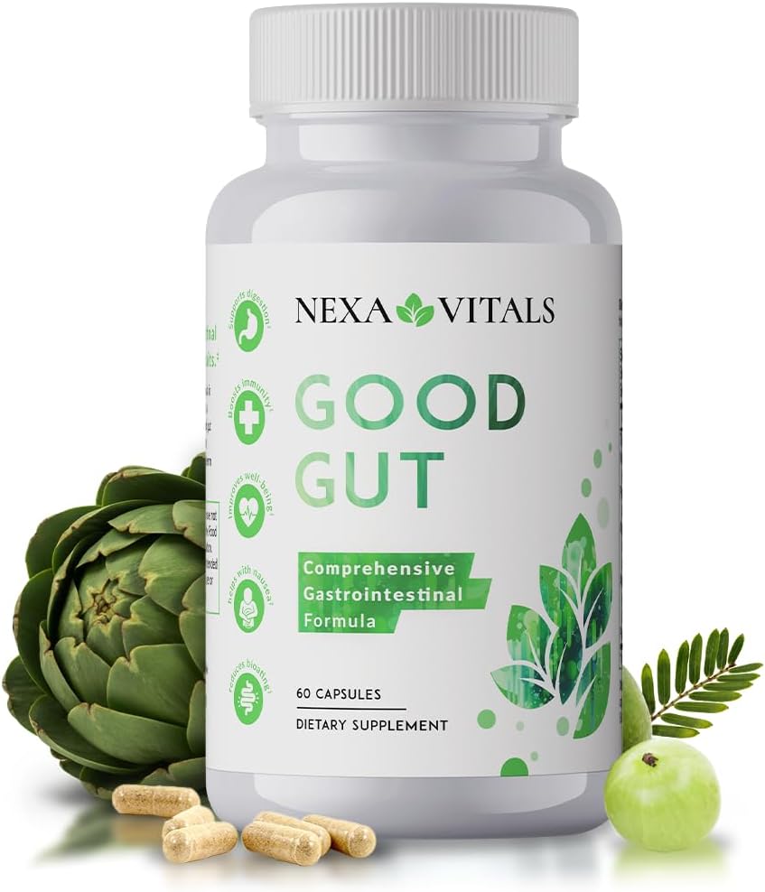 Good Gut - Prebava podpirajo zelišča za obnovo Gut zdravja - spodbujanje zdrave Bowel gibanja, zmanjšanje napihnjenosti in povečanje gibljivosti GI w/Triphala & Artichoke Extract - 60 kapsul