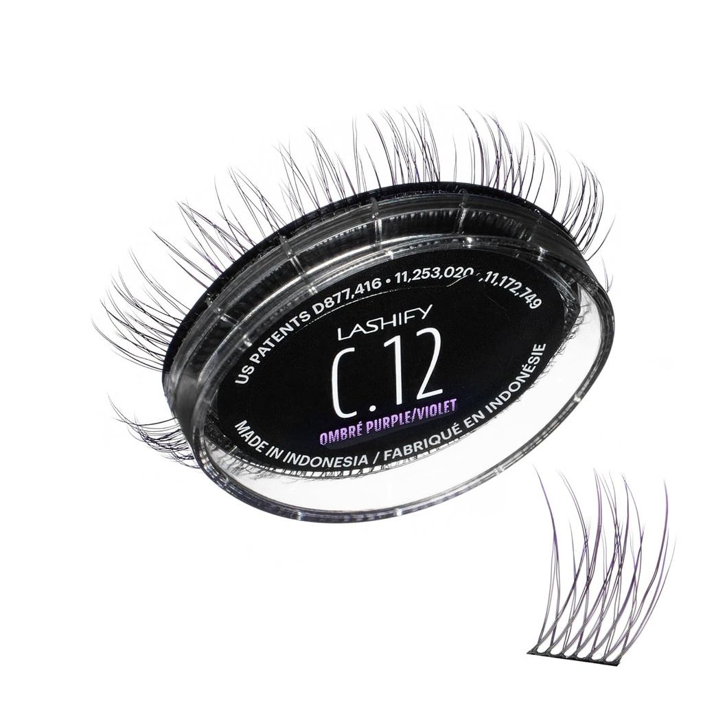 Lashify Curl 12mm Gossamer trepalnice razširitve ponovno napolnite v Ombre Purple, Easy DIY Lažne lashe za naravni videz