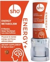 SHO Vegan Energy+ Focus Supplement Kit - Matcha Green Tea Extract, Metilirani B kompleks, Vitamin B in kofein Natural Energy Booster brez Crash, Jitters za moške in ženske - 60 tablete ponovno napolni steklenico