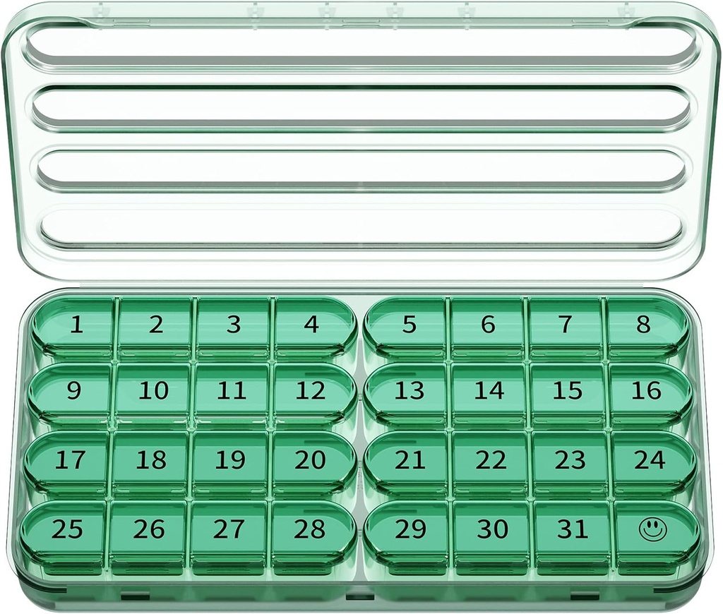 Zoksi Mesečni tablete Organizator 1 Čas na dan, 30 dan Tablete Box Organizator Enkrat na dan, en mesec velike tablete Primer za potovanje, 31 dan Dnevno Medcine vsebnik za vitamine, Dopolnilo in zdravilo (Olive)
