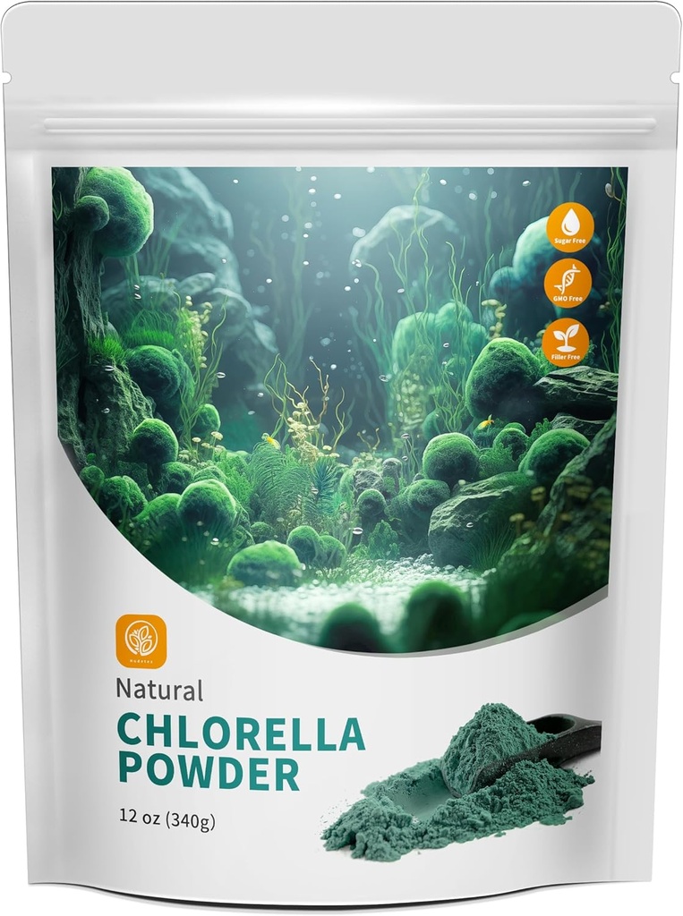 Klorella prašek naravna z 12 oz - klorofil prašek, podpira imunski sistem in delovanje jeter, ohraniti mladost, Vegan, bogata z Veganskimi beljakovinami in vitamini.