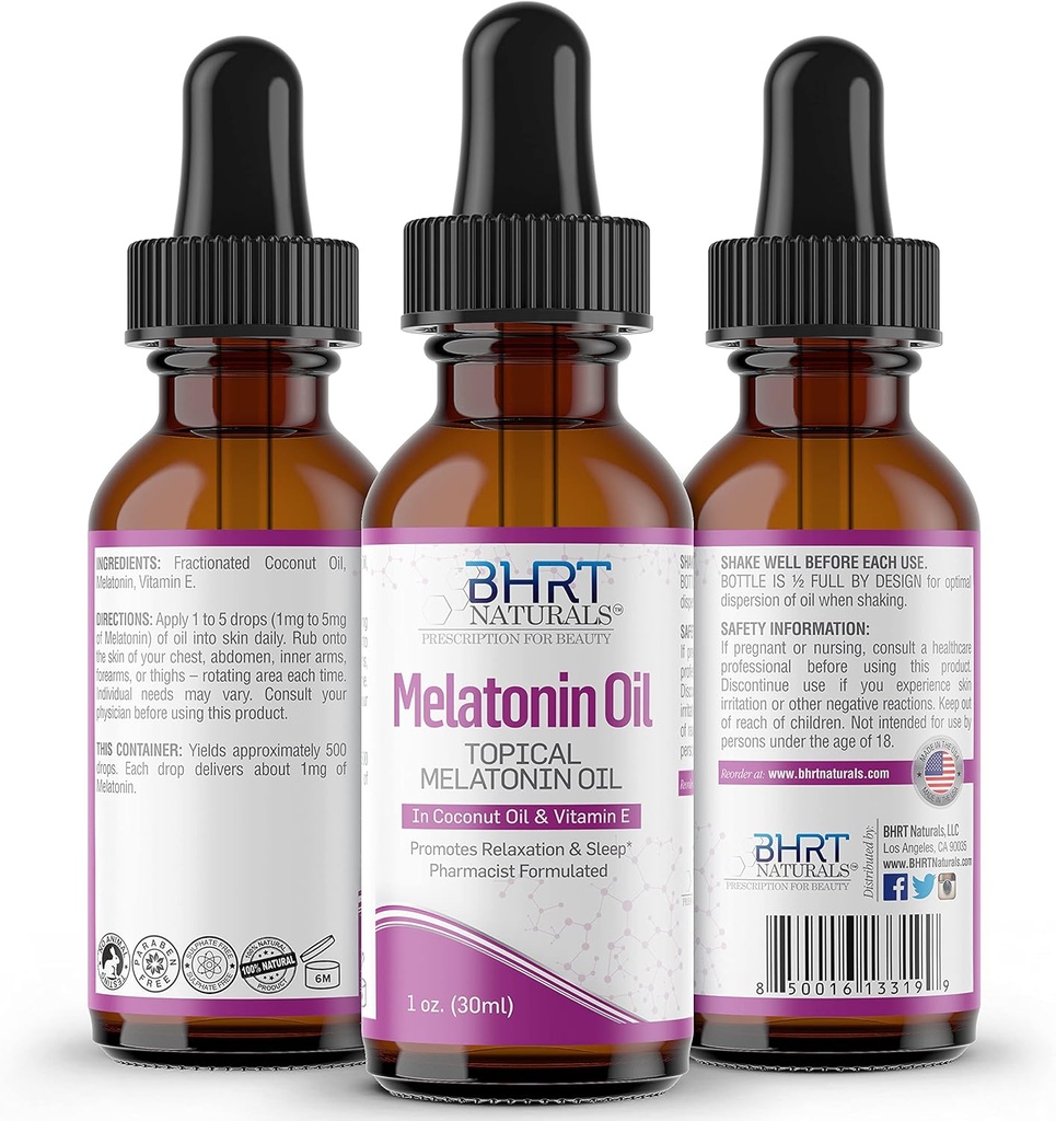 – Topično tekoče melatoninsko olje - naravni pomoč v spanju - esencialne mešanice olja– naravni melatonin – Pomaga pri spanju in sproščanju – alkohol & Gluten Free – organski melatonin za odrasle (1 steklenica)