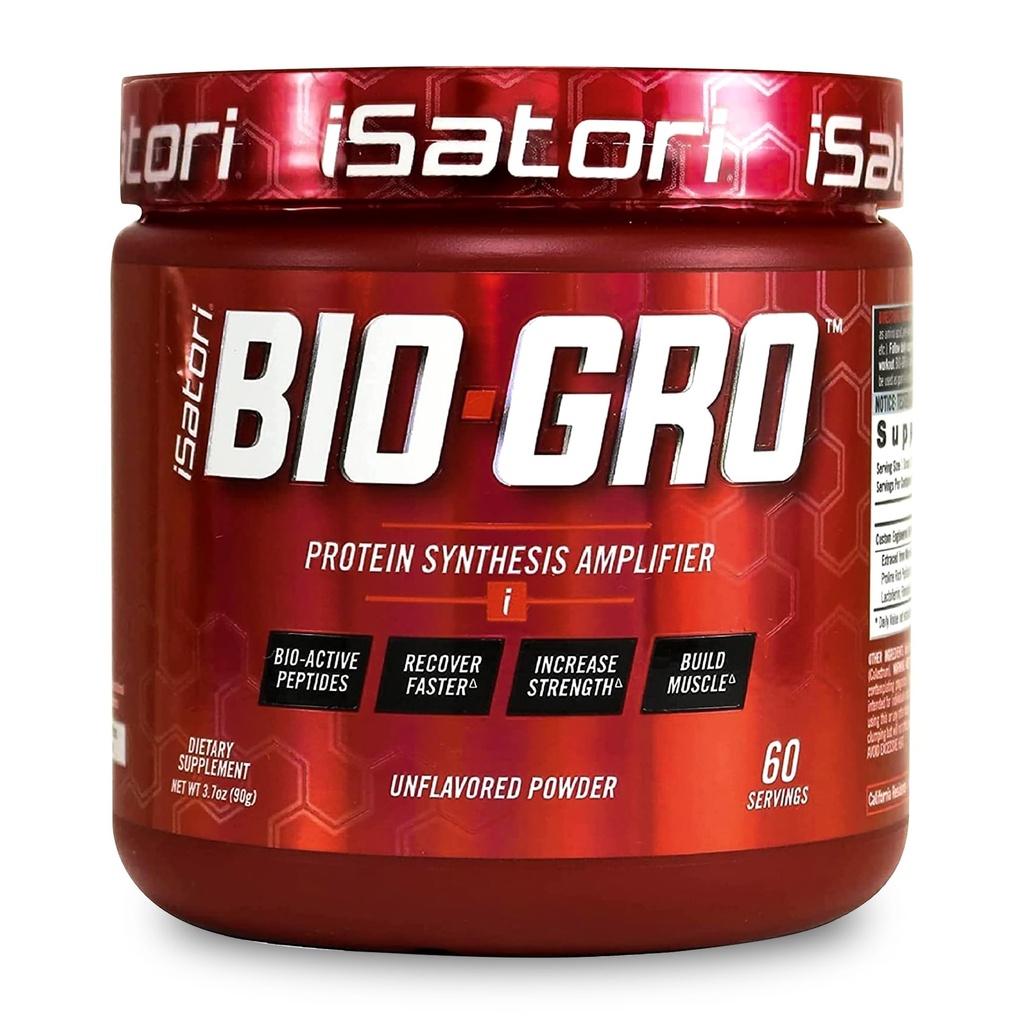 iSatori BIO-GRO protein sinteza Ojačevalec, za regeneracijo mišic in rast, Izboljšan Stimulant brezplačno Pred vadbo in kolostrum dodatek z bioaktivnimi peptidi- Nearomade (60 Serving)