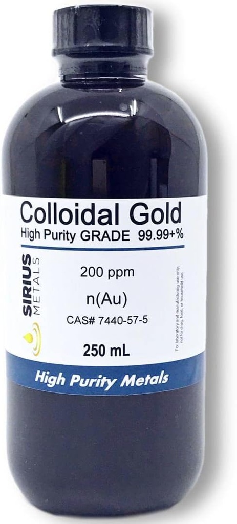 Pravo koloidno zlato – 200 ppm - 250 ml (8,45 Fl Oz) v prozorni BPA-free plastični steklenici