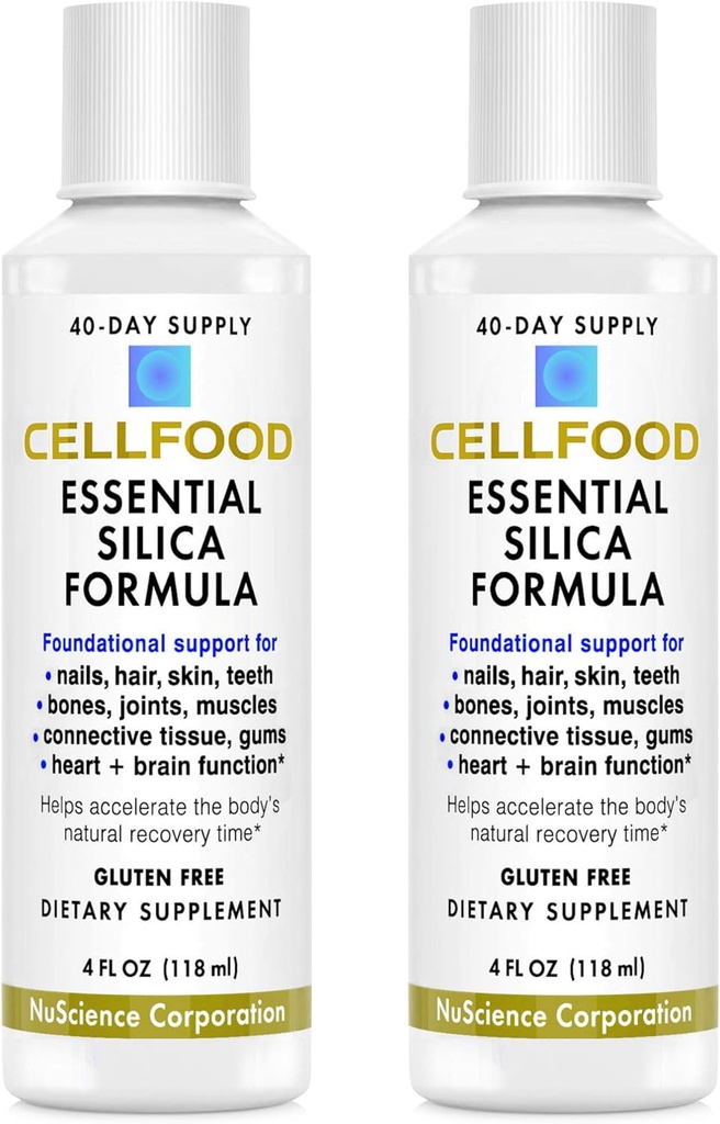 Cellfood Essential Silica Anti-Aging Formula, 4 fl oz, 2 Pack - Podpira zdrave kosti, sklepov, las, kože, nohtov, zob in žvečilnih gumijev - enostavno za absorbcijo - Gluten Free, Thiaminase Free, Non-GMO - 80-dnevna dobava
