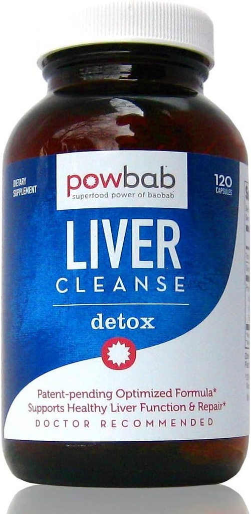 Powbab Jetrna čistila Detox. #1 Patentno pending Optimizirano popravilo Formula. Jetra Md Focus Raziskave z organskim Baobab, Beet Root Powder, in Goji. Premaga mleko Thistle Silymarin & Dandelion (120 kapsul)