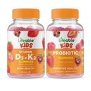 Življenjski vitamin D3 + vitamin K2 Otroci + probiotik 2 milijarda CFU otroci, Gummies Bundle - odličen okus, Vitamin dodatek, Gluten brezplačno, GSO brezplačno, Žvečljivi gumi