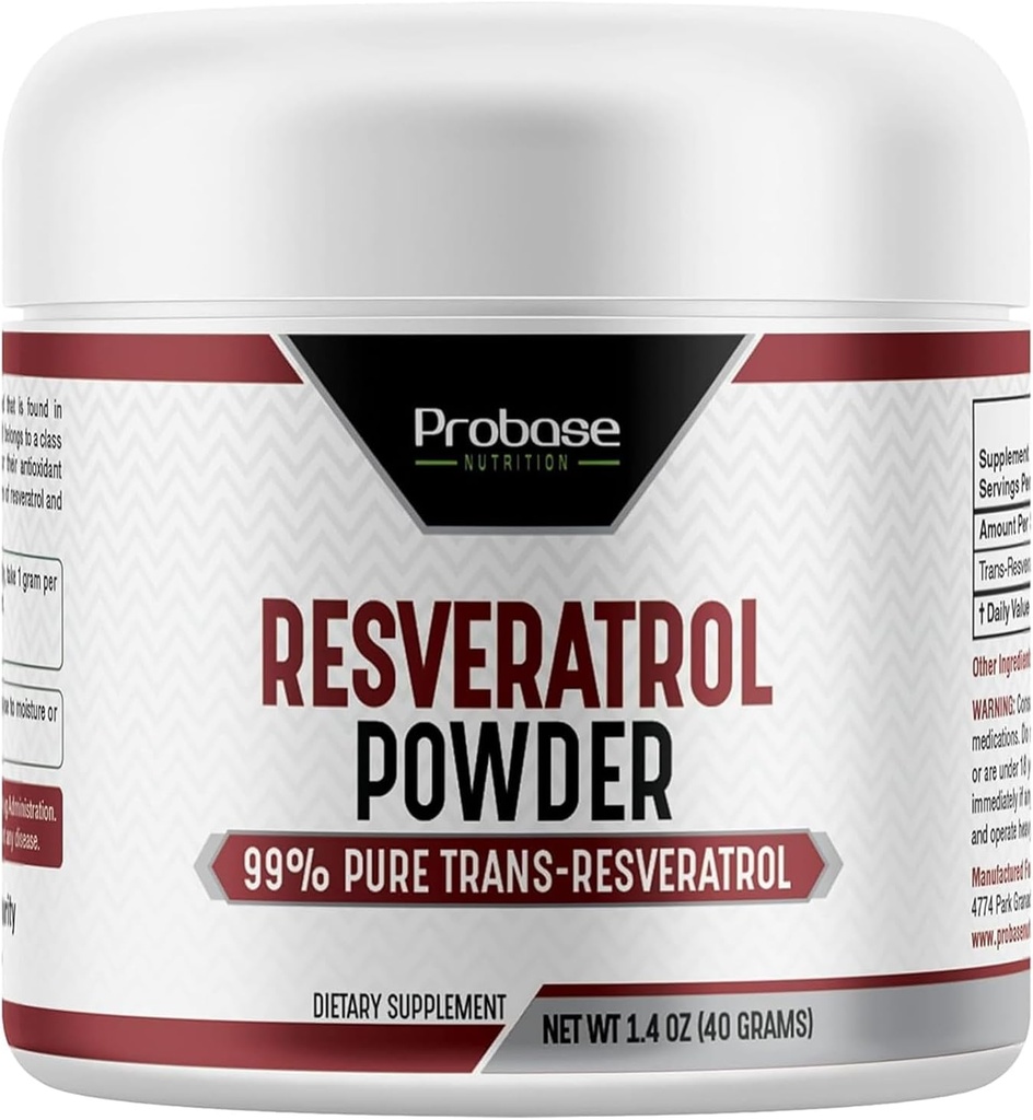 Probase Nutrition Trans Resveratrol dodatek, Visoka čistost Resveratrol prašek za podporo starosti, 40-dnevno oskrbo, 40 Grams