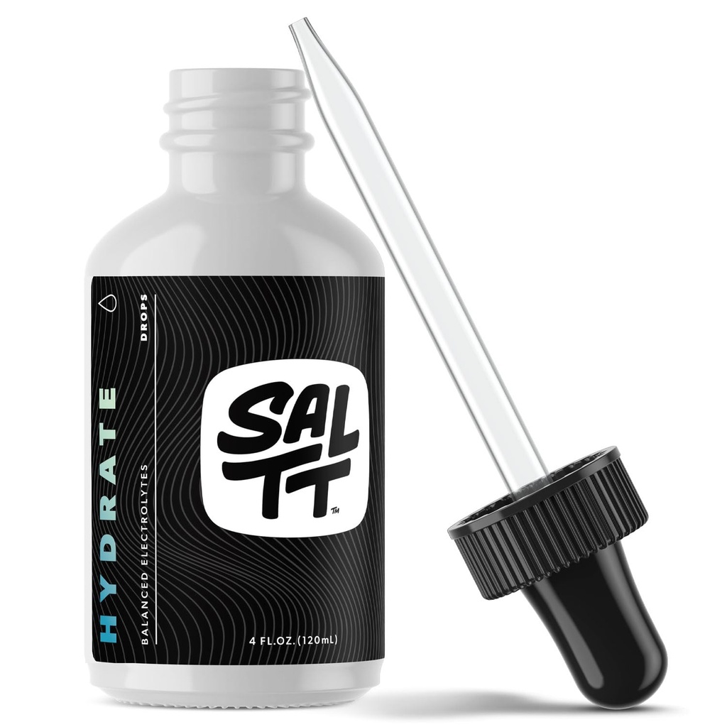SALTT by Keto Chow - Hidracijske kapljice za elektrolite - Keto Diets & Intermittent Fasting - Imunska podpora - Gluten & Sugar - Natrijev, Magnezij, Kalij & Trace Minerali - Unflavored - 4 fl oz