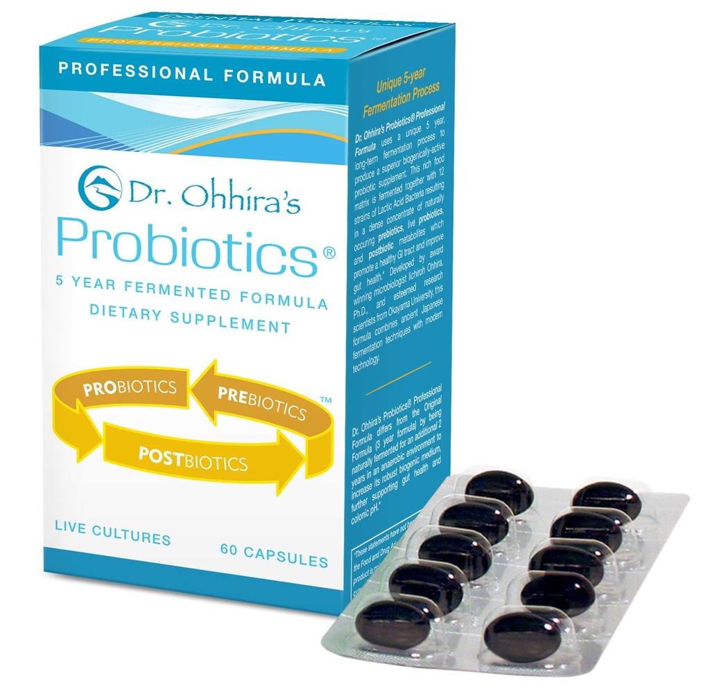 Probiotiki Dr. Ohhira Probiotics Professional Formula s 5 Leto fermentiranih prebiotikov, živo aktivnih probiotikov in edini izdelek s postbiotičnimi metaboliti, 60 kapsul