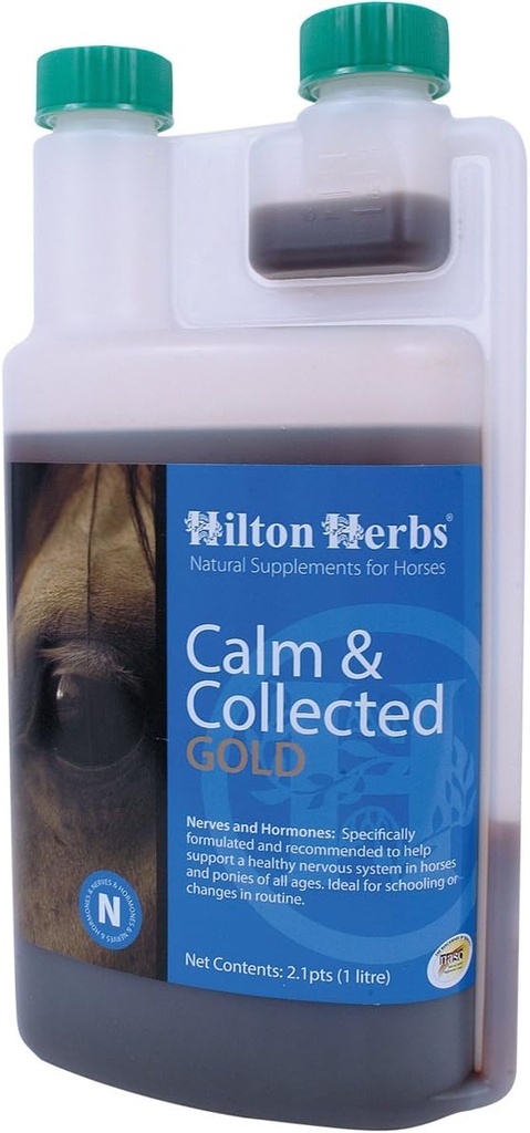 Hilton Herbs miren in zbran zlato tekoči zeliščni dodatek za živčne/agitirane konje, 2.1pt steklenica