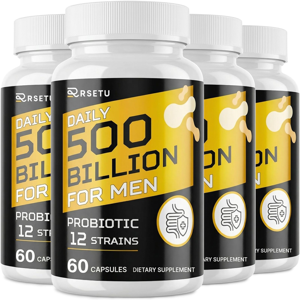 Probiotiki za moške, 500 milijard CFUs & 12 sevi Mens probiotik s kurkuma Cranberry, Goji, Gut Health za moške, za digestivno zdravje, Gut, napenjanje in plin, Imunska, Energy Support, 120-dnevna oskrba