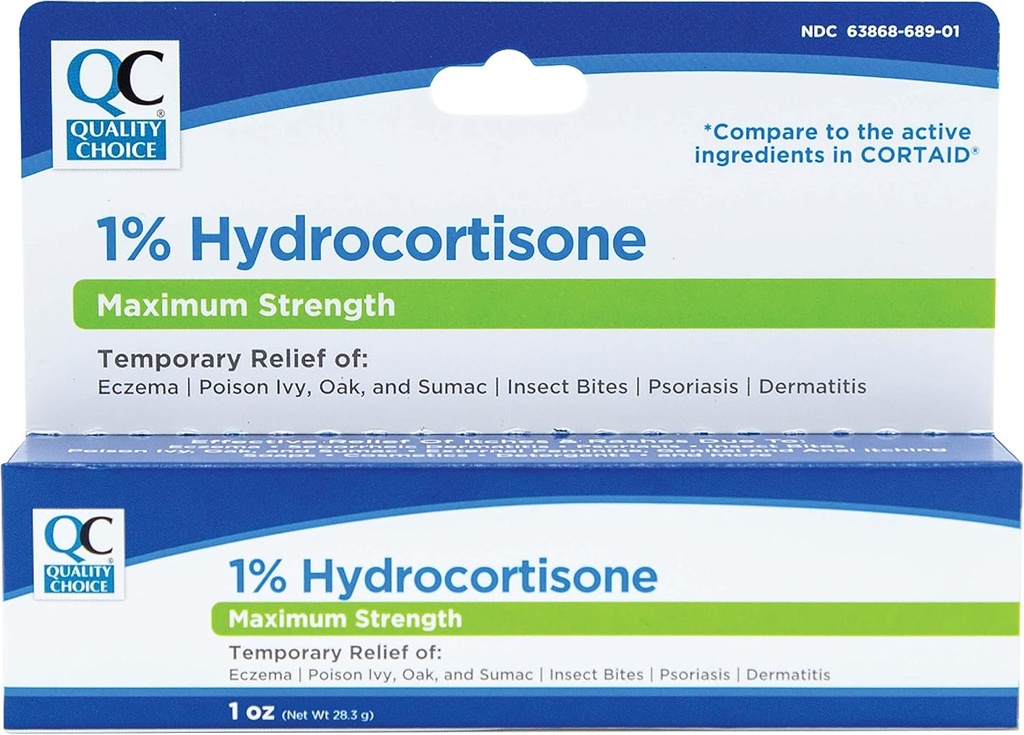 Izbira kakovosti 1% Hydrocortison Cream Največja moč 1 Oz (primerjaj s CORTAID Max Jakost) (Pack of 1)