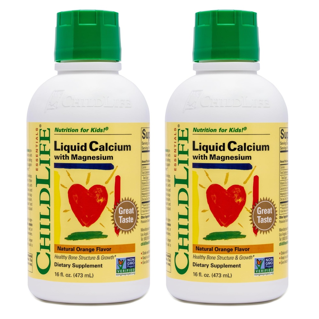 ChildLife Essentials Tekoči kalcij dodatek za otroke - Baby Calcium z magnezijem, cink, in vitamin D3 - Orange Flavor, 16 fl oz (2 pakiranje)