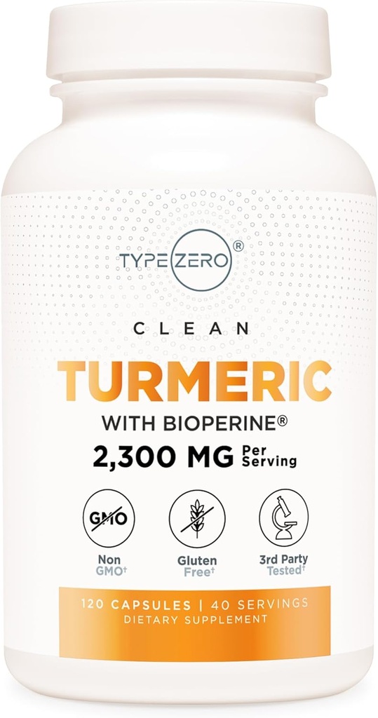 Tip nič kurkuma z bioperinom (120 kapsul) (2300mg na serviranje) - brez GSO, brez glutena, 3. stranka testiran