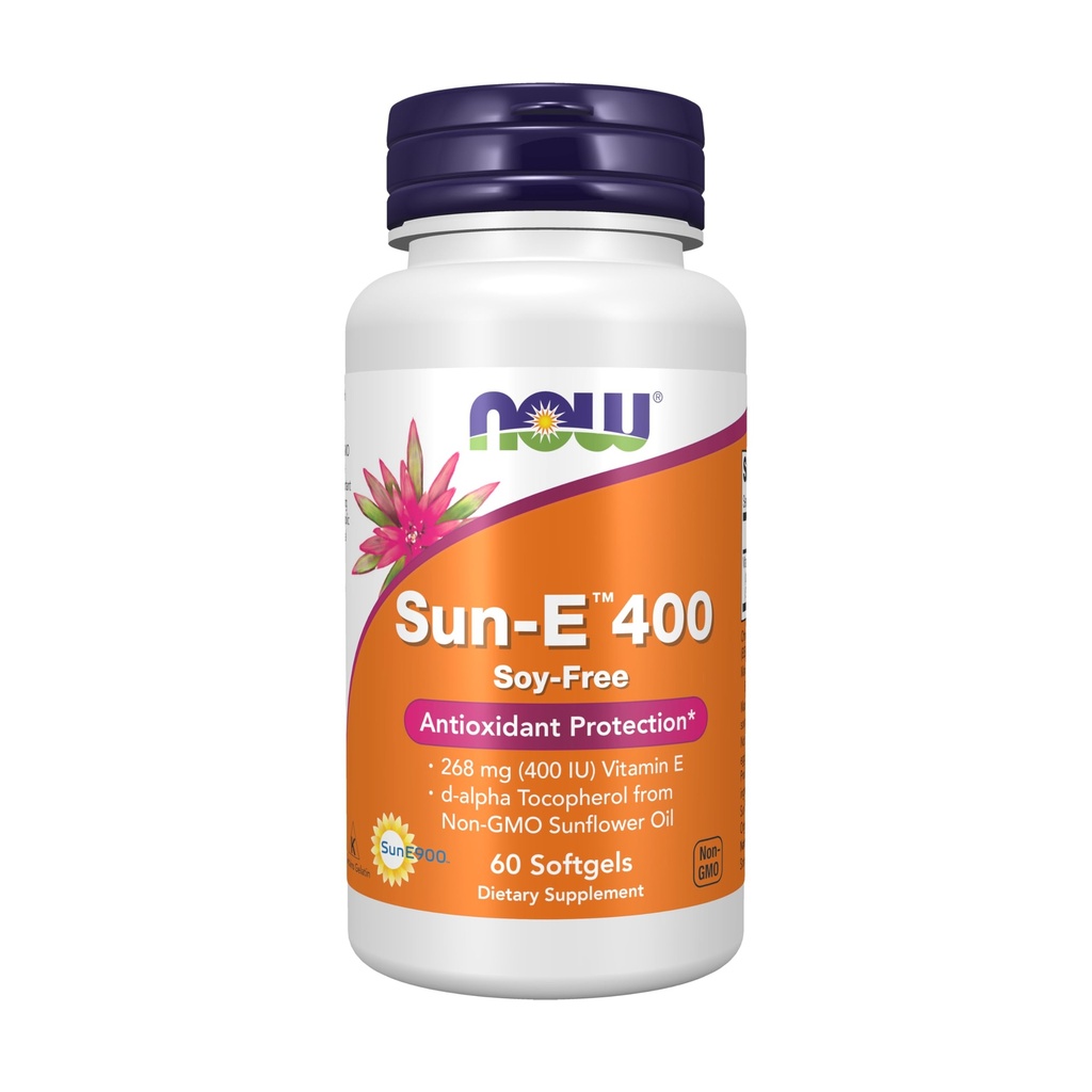 NOW Foods Supplements, Sun-ETM 400 IU z d-alfa tokoferolom iz ne-GMO sončničnega olja, 60 Softgels