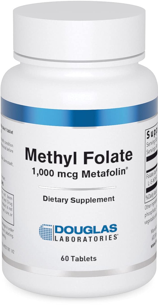 Douglas Laboratories Metil Folat L-5-MTHF - 1.000 μg Metafolin - Vitamin B Folat - podpira Homocystein Presnova in razvoj ploda* - Non-GMO - 60 tablet