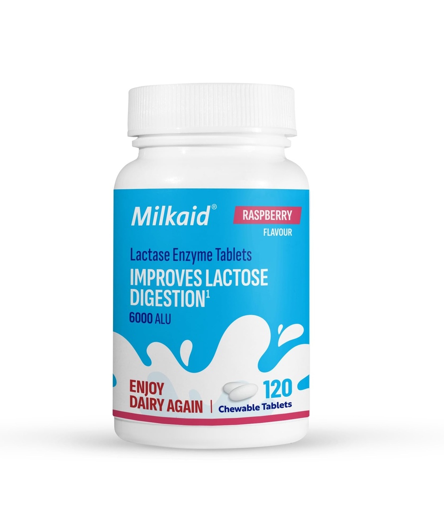 Milkaid Laktaza Enzyme Žvečljive tablete za Laktoza Intolerance Relief 