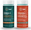 iwi Omega-3 Sport & Vegikrill Omega-3 Bundle, 30 Servings, Vegan na osnovi rastlin Algae Omega 3 z EPA + DHA, Krill & Fish Oil Alternative, Brez ribjega pookusa