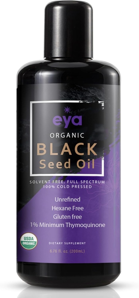 Eya vitamini, organsko egipčansko olje črnega kumina (Nigella sativa), hladno pripravljeni, pomaga podpirati zdravo črevo za prebavni in imunski sistem, Vegan (200ml)
