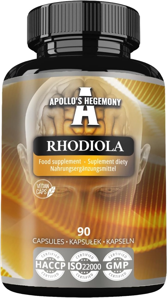 APOLLOVA HEGEMONY Rhodiola Rosea 500 mg na kapsulo - 90 veganskih kapsul - izvleček standardiziran na 3% salidrozid - energija in Stamina Booster - prehranska dopolnila