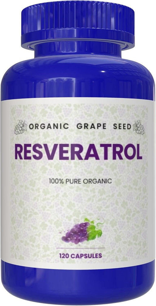 100% Pure Organic Beneficial Resveratrol, 120 kapsul, antioksidanti in trans-resveratrol, spodbuja anti-aging, kardiovaskularno podporo, imunogeno povečanje, mentalna jasnost