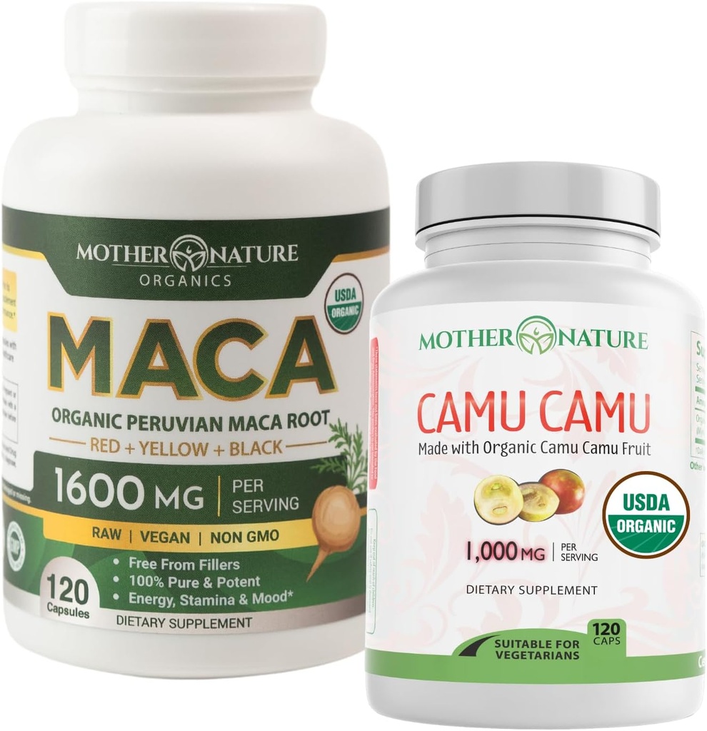 Organski vitamin C + korenske kapsule Maca – naravna energija in imunodinamična podpora