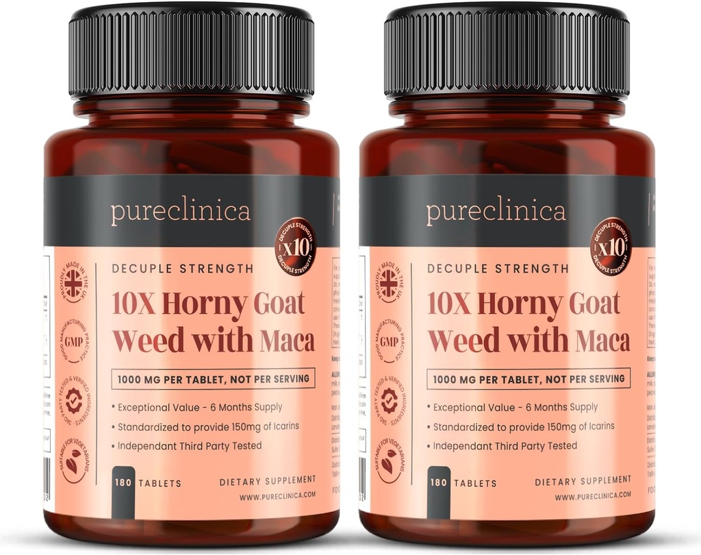 10X Horny Koze Izvleček plevela (3750mg) Maca Extract (2500mg) x 360 Tablete (2 steklenice od 180) - 1 Let dobave