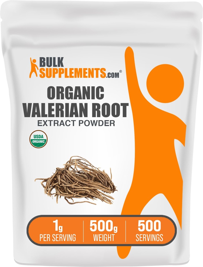 BulkSupplements.com Organic Valerian Extract Powder - Izvor iz Valerian Root, Zeliščni dodatek - Gluten Free, 1g na Serving, 500g (1,1 lbs) (Pack of 1)