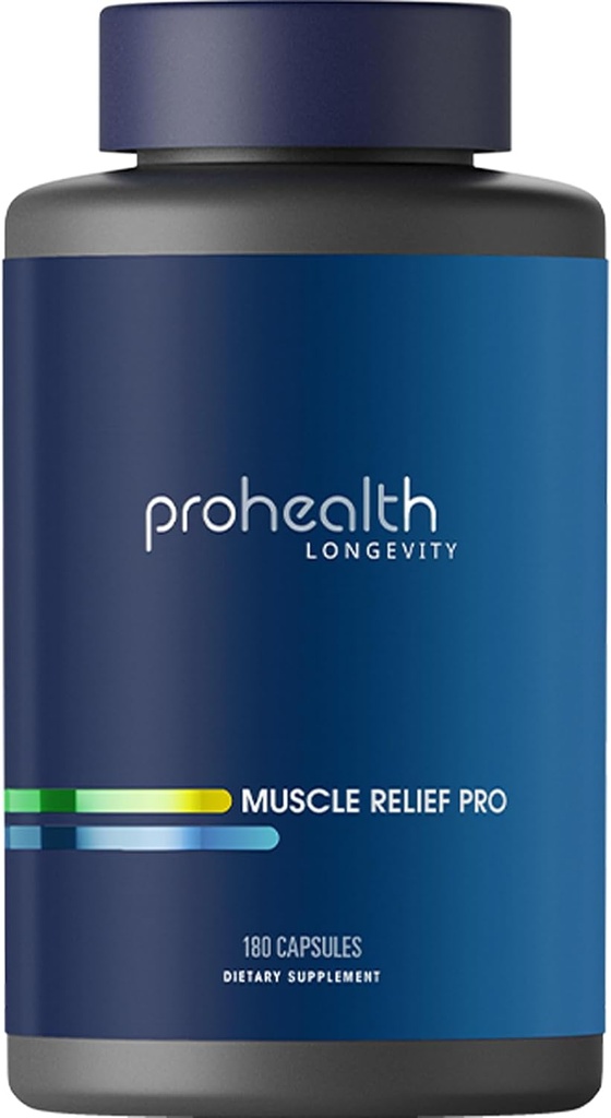 ProHealth Joint & Muscle Relief Pro - Glukozamin Chondroitin, Kurkuma, Magnezij, MSM, Malinska kislina, Boswellia. Dopolnitev za pomoč zmanjšanje mišičnega in skupnega nelagodja in bolje spanje (30 strežb)