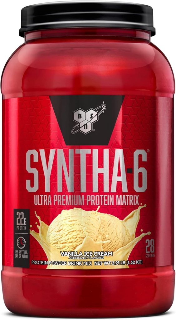 BSN SYNTHA-6 Whey Protein Powder, vanilijski mlečni izolat Protein Powder z micellarnim kazeinom, sladoledom, 28 Servisi (Package May Vary)