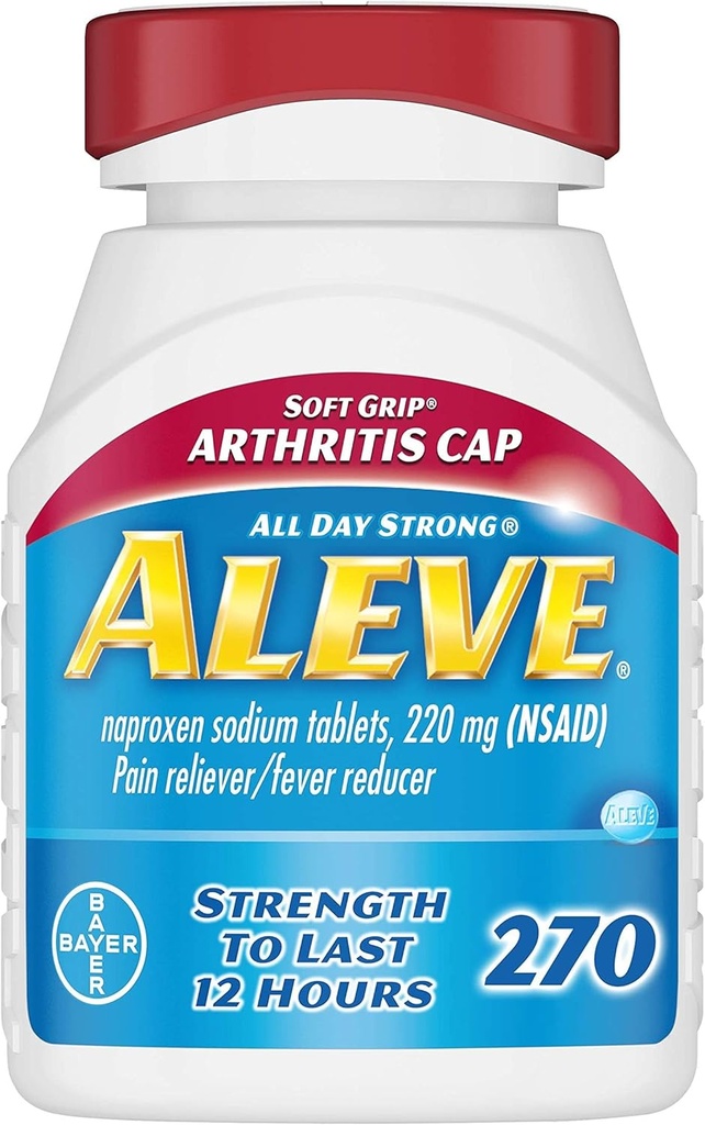 Aleve Soft Grip Arthritis Cap Tablete, hitro delovanje ves dan bolečine Relief za glavobole, bolečine v mišicah in znižanje zvišane telesne temperature, Naproxen natrijeve kapsule, 220 mg, 270 Število