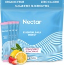 Nectar Energy Booster - Organic Caffeine, B12 & Elektroliti - Sugar Free & Zero Calorie – Zdrava kava, Energy Drink & Soda Alternative – Hidracija in energijski dodatek (Straw. Limonada 18 Packets)