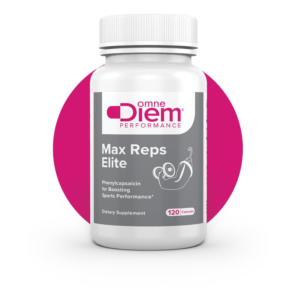 Omne Diem Max Reps Elite Kapsule - Fenilapsaicin športna zmogljivost Prehranska dopolnila - Podpira maksimalno vadbo in regeneracijo in zmanjšuje utrujenost - za moške in ženske - 120 ct