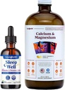 LIQUIDHEALTH Sleep Well Melatonin Kapljice & Kalcij in Magnezij Tekoči skupni dodatek Bundle - Naravni Herbal Sleep Aid, spodbuja sprostitev, kosti, tkiva, & Skupno podporo - ZDA Made, Vegan, Non-GMO