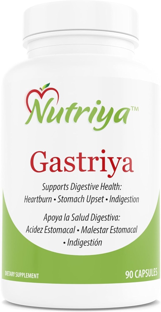 Nutriya Gastriya - Olajša Refluks kisline in zgago Seveda, Regulira gastrično kislino in podpira zdravo prebavo, 90 število (Pack od 1)