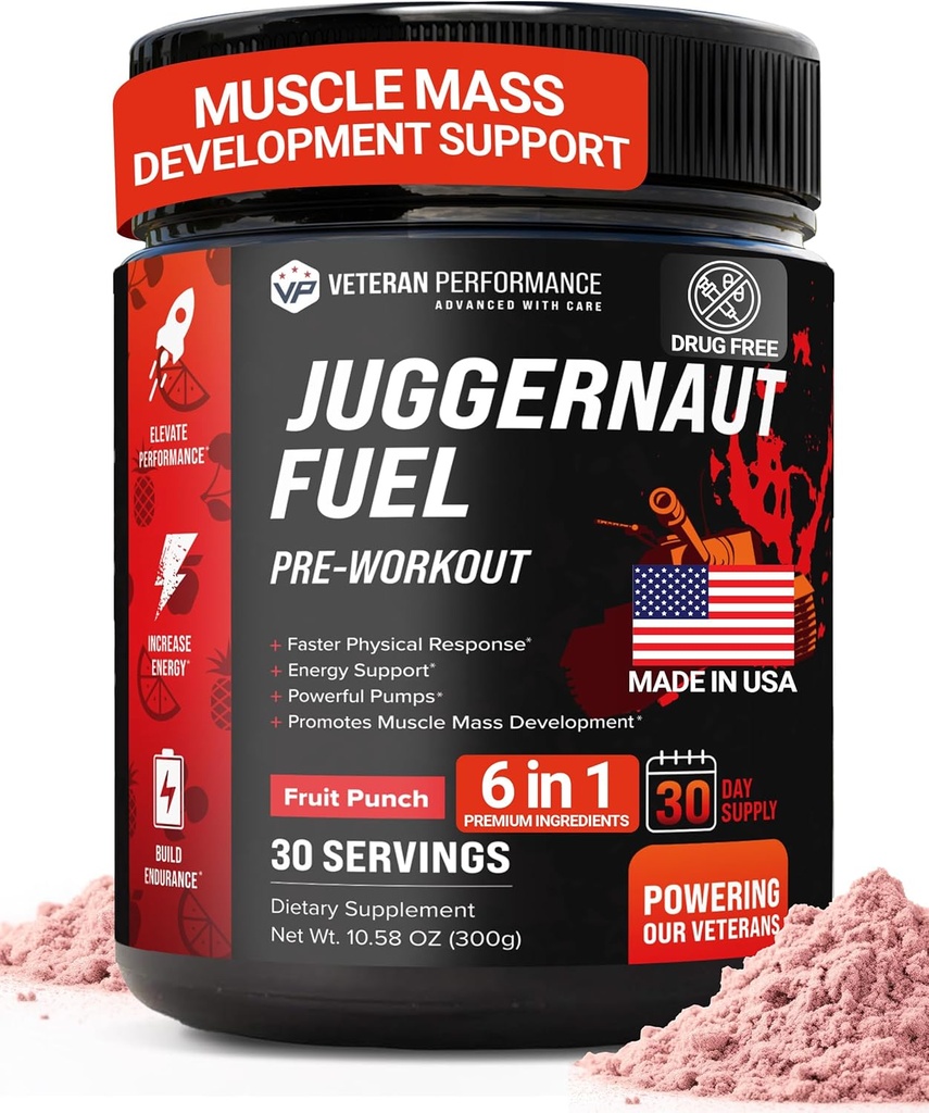 Juggernaut Fuel Preworkout. 30 Servingov. Brez sladkorja, brez umetnih sladil, Kreatin-free Formula z beta-alanin za energijo in hidracijo. Narejena v ZDA.