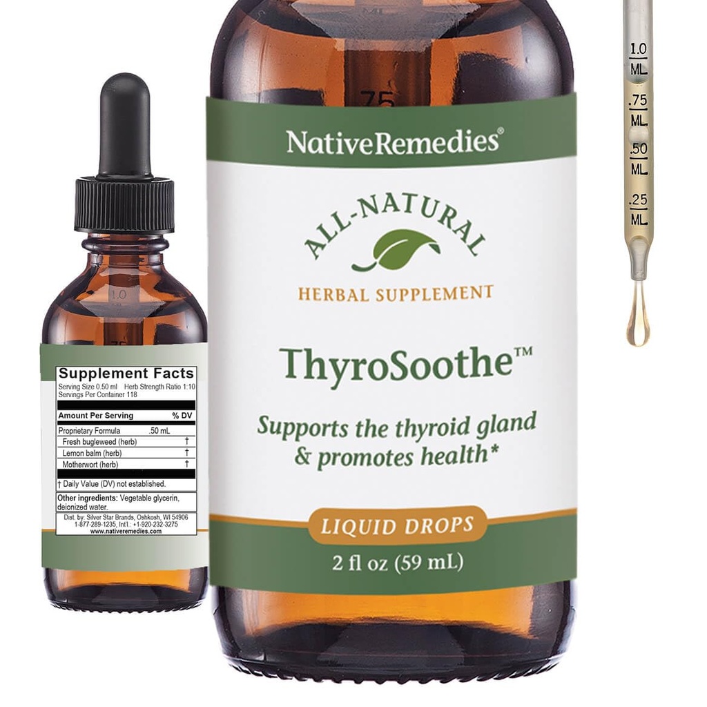 Native Remedies ThyroSoothe - vse naravne Zeliščni dodatek Pomirja ščitnica Gland - Podpira sistemsko ravnovesje v endokrinem sistemu in ščitnica Gland - 59 ml