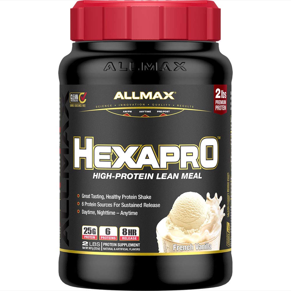 ALLMAX HEXAPRO, francoska Vanilla - 2 lb - 25 Gram beljakovin na serviranje - 8-urna release - nič sladkorja - 21 Servisi