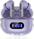 Vijolične brezžične slušalke P1 PRO, slušalke brezžične Bluetooth slušalke z jasnimi klici mikrofoni ušesne Budilke, Udobna fit, IPX7 vodoodporna dolga baterija življenje, 30H Playtime for Sports Wordout