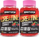 Kreatin za moške in ženske Kreatin monohidrat Gumiji, Kreatin monohidrat na obrok s tavrinom in vitaminom B12, Predworkout za največjo moč, energijo in vzdržljivost - 2 paket