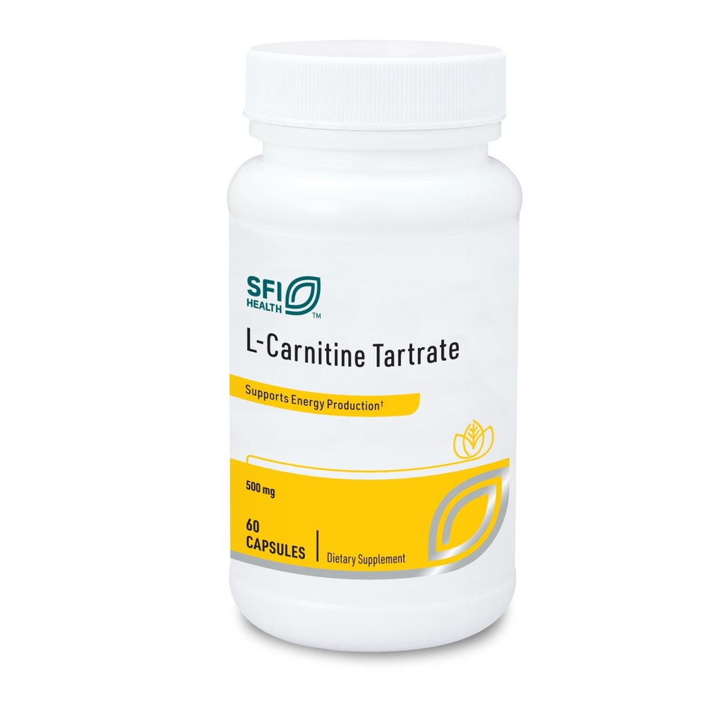 Klaire Labs SFI Health L-karnitin Tartrat - 500 mg aminokislina, stabiliziran L-karnitin - brez sintetičnega D-karnitina (60 kapsul)