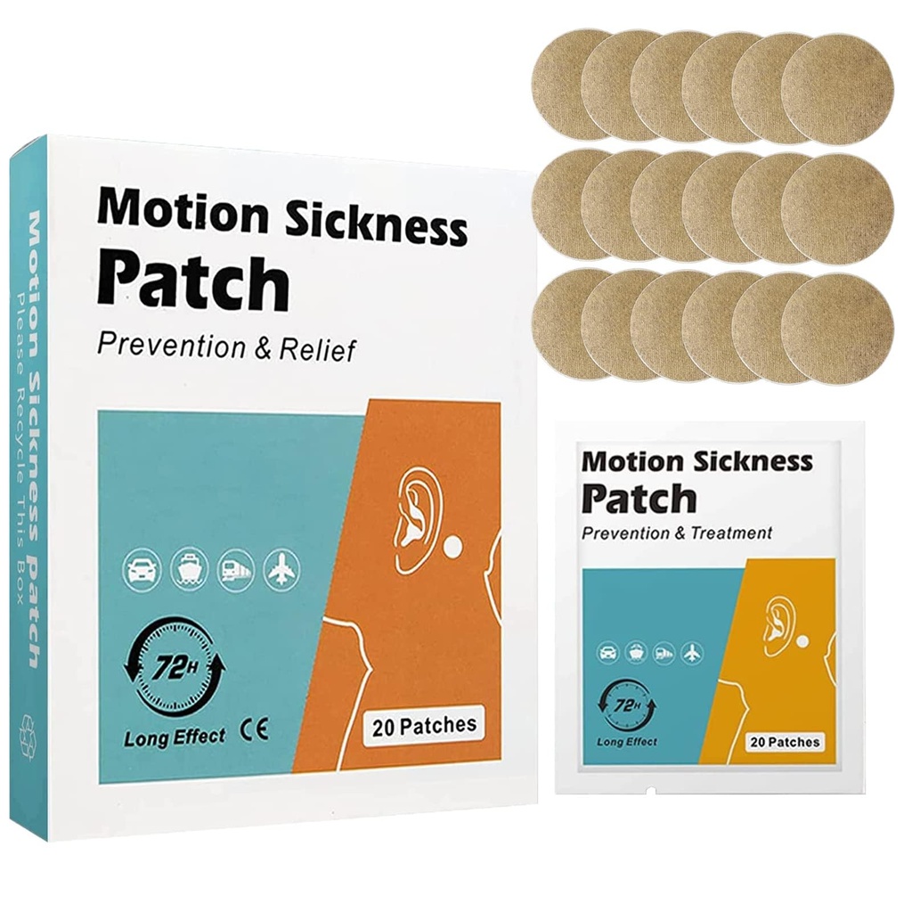 20 Count Motion Bolečine obliži - hitro deluje olajševa Omotica od bolezni morja in avtobolezni, Obleka za avto in čoln vožnja, Križarjenje in letalo potovalne krpice